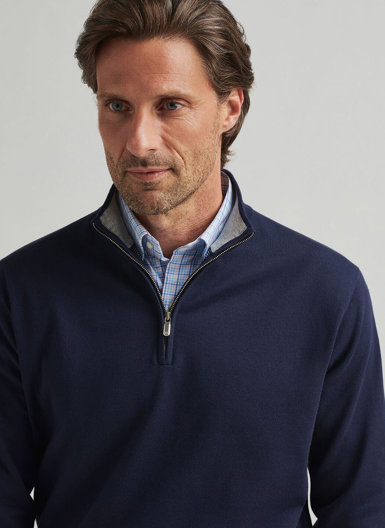 Coolspun Cotton Quarter-Zip Sweater Navy