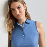 Palmetto Palms Banded Sport Mesh Sleeveless Button Polo