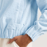 FLORA KNIT SWISS DOT JACQUARD FULL-ZIP