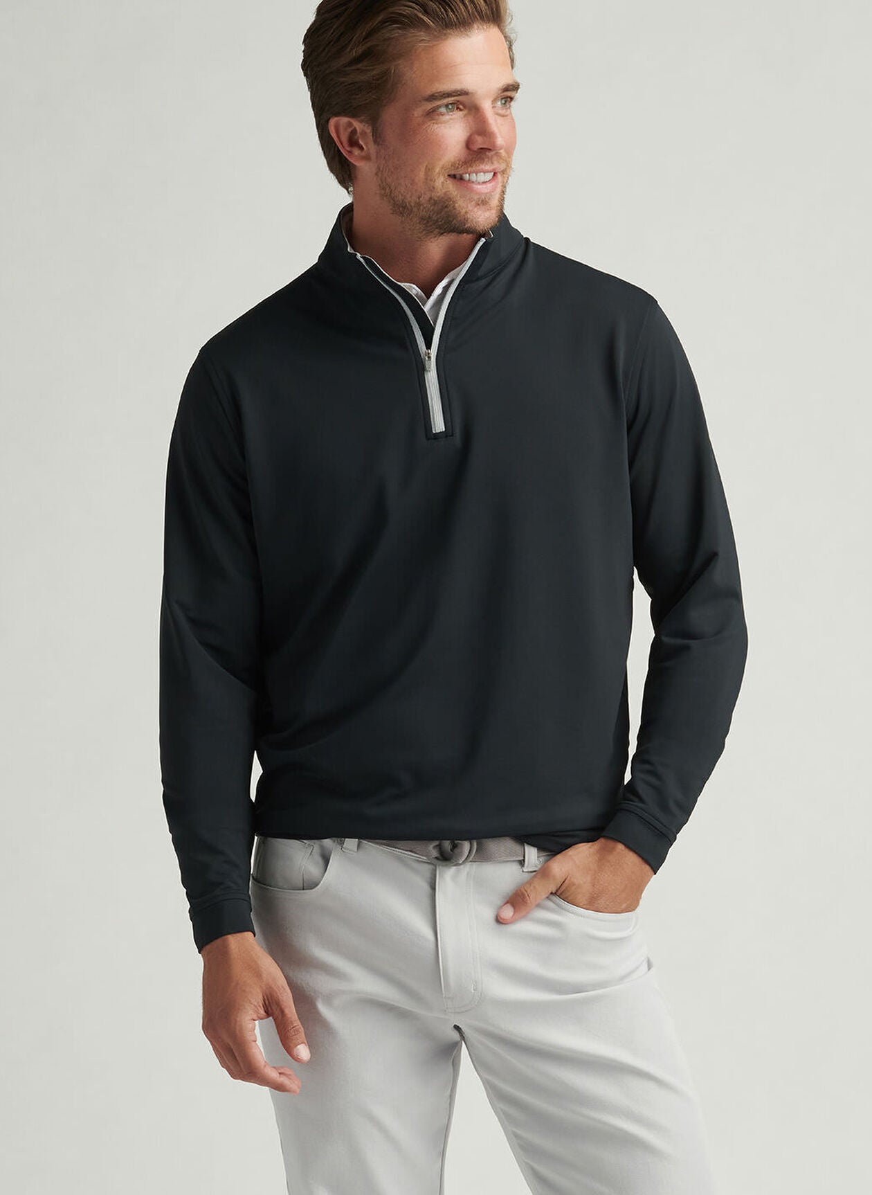 Perth Performance QuarterZip Black Peter Millar Canada